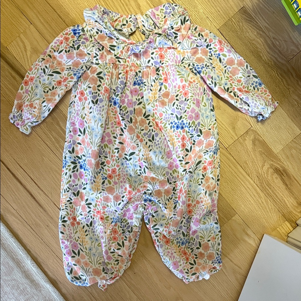 Cecil and Lou Floral Corduroy Baby Romper